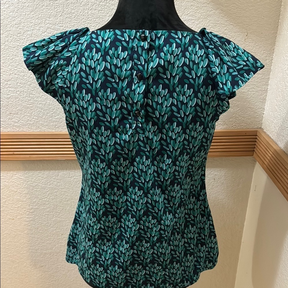 Banana Republic Size S Teal Leaf Print Women's Top!! - Picture 6 of 9